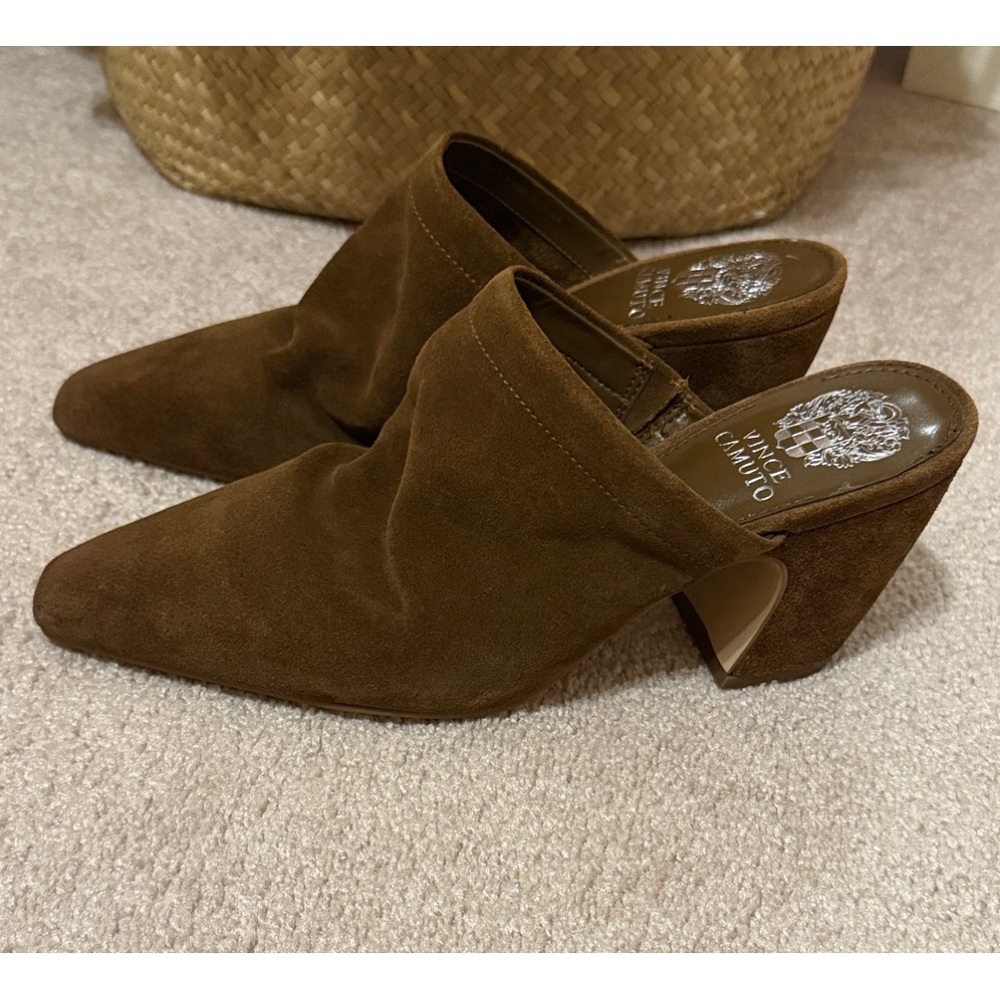 Vince Camuto Carlie Rich Brown Suede Mules - Picture 2 of 6